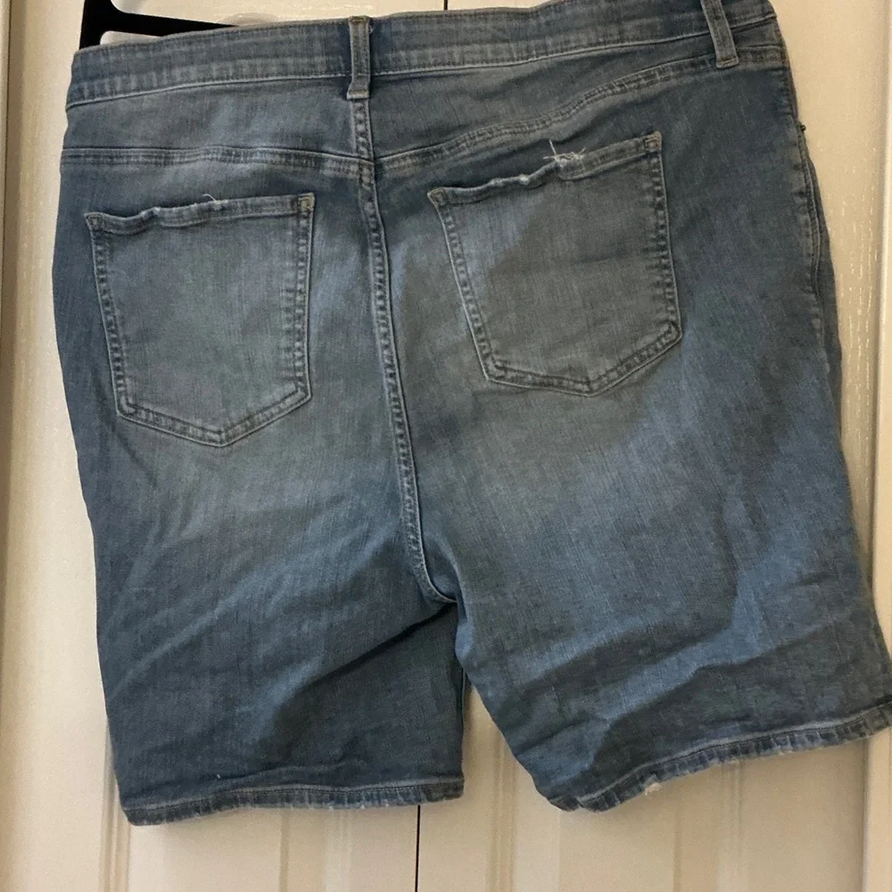Torrid Sky High Distressed Denim Bermuda Shorts - Blue